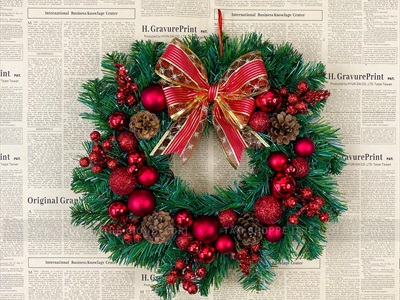 Vòng nguyệt quế Noel nhiều châu ĐK 40 - 55cm [Cổ điển - 3 màu] VNGQ-X-46